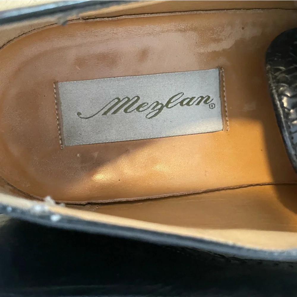 Mezlan Woven Leather Cancun Cap Toe Oxford Shoes in‎ Black Size 8 1/2 M